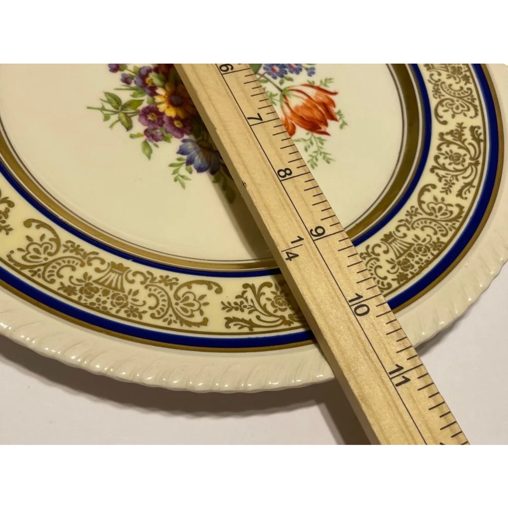 Old English Johnson Bros Floral Rose ornate metallic gold blue scalloped - Picture 8 of 10